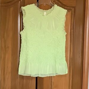 Anthropologie Light Green Ruffle-Trim Sleeveless Camisole